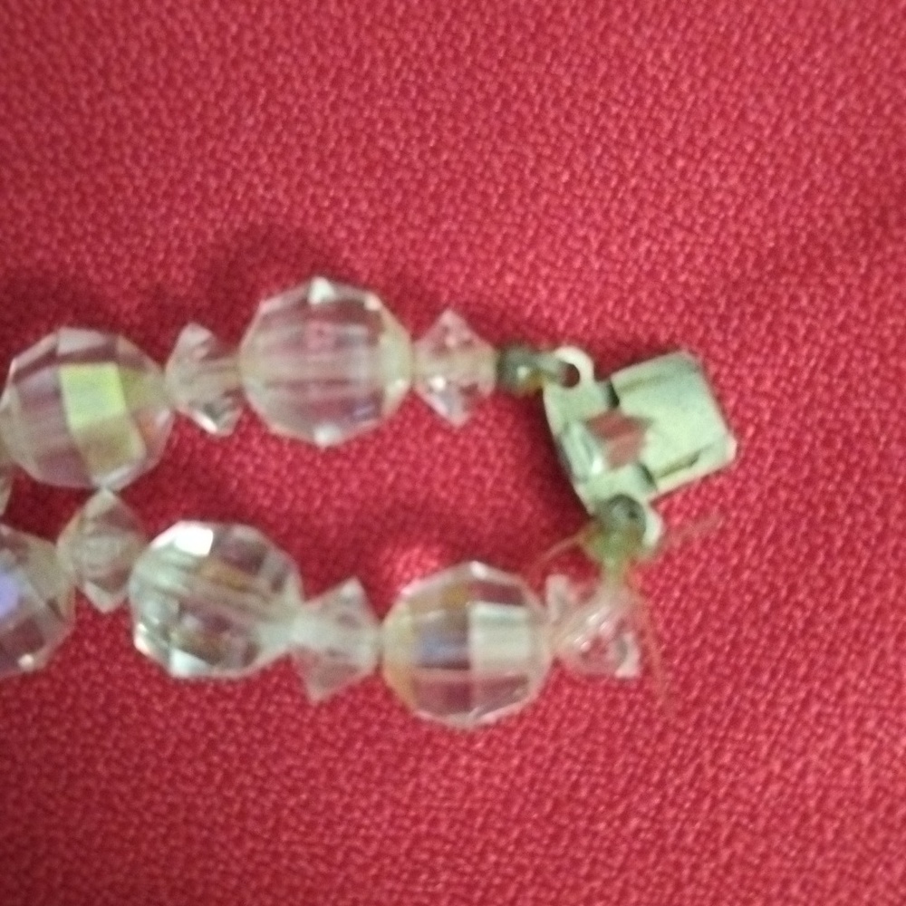 Vintage Estate Small AB Crystal 2 strand bracelet w Ornate Clasp - Picture 3 of 11
